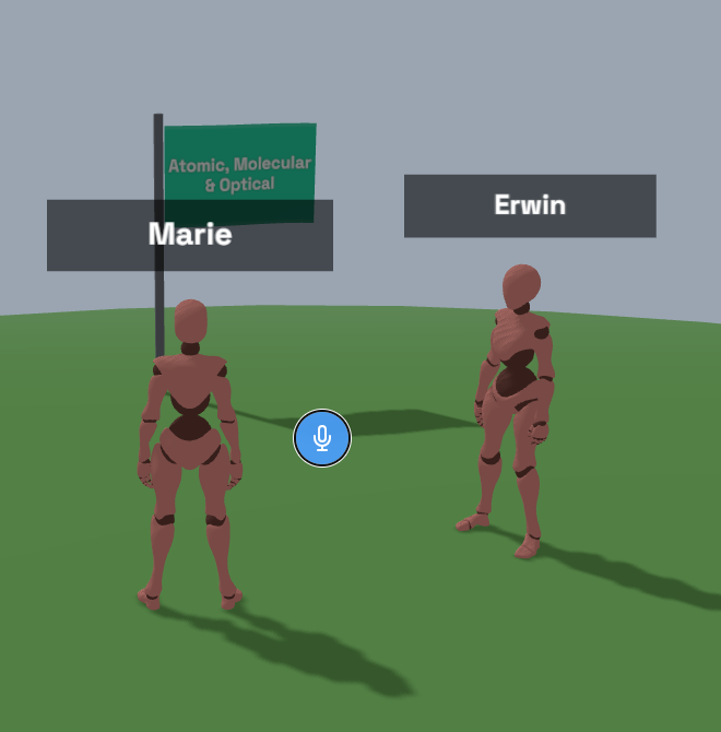 Two characters standing in the PhysWeb Metaverse